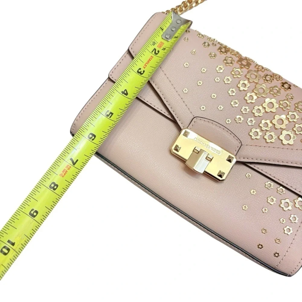 Michael kors pink Kinsley blossom embellished floral crossbody double flap bag